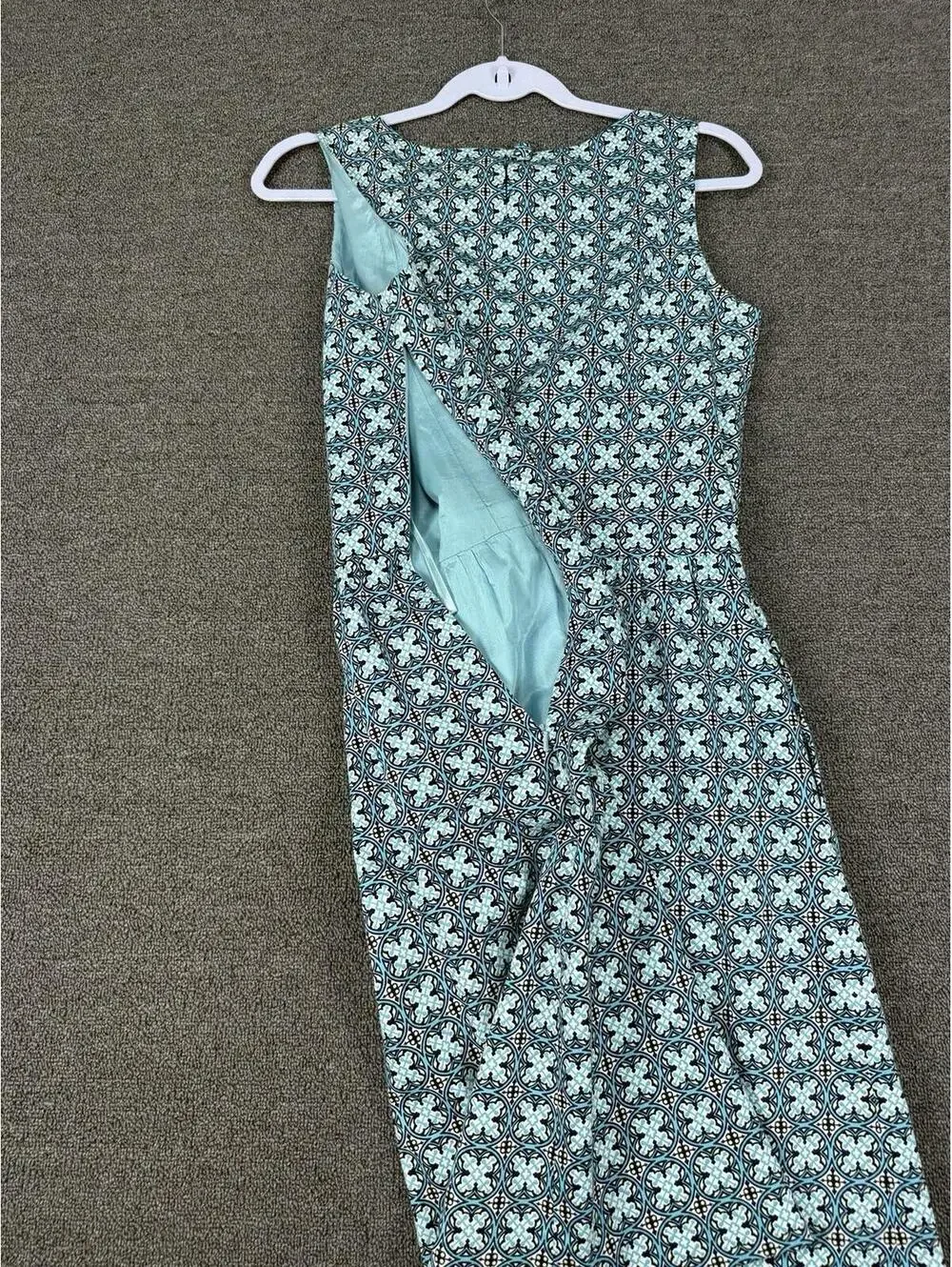 Brooks Brothers 346 Women's 12 Blue Sleeveless Geometric/Floral Dress Preppy - Picture 5 of 7